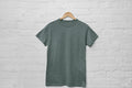 Heather grey crew neck t-shirt flat lay