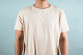 Stone color long sleeve henley three button placket