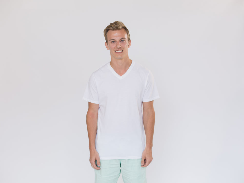 White Pima cotton v-neck t-shirt